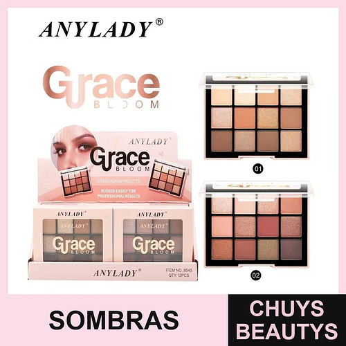 Paleta de Sombras de Ojos Grace Bloom Anylady con 12 Tonos - Chuys Beautys | Chuys Beautys