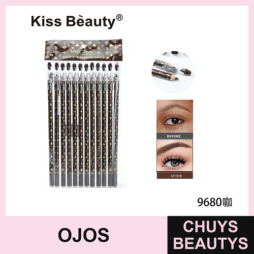 Lápiz Delineador y Cejas Marrón Kiss Bèauty Miss Demi Pack 12 Unidades - Chuys Beautys | Chuys Beautys