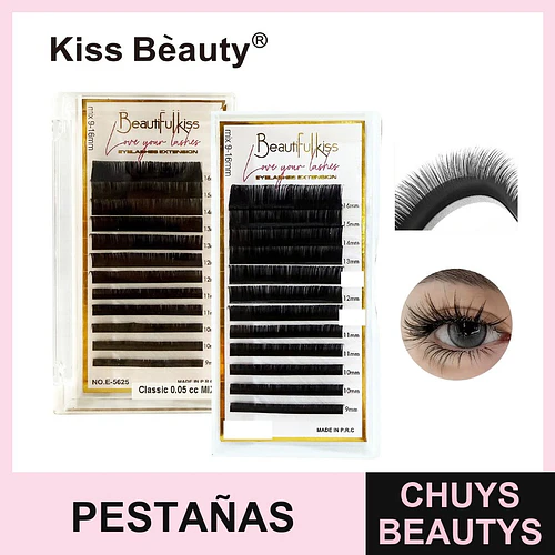 Extensiones de Pestañas Clásicas Mix 9-16mm 0.05 CC Kiss Bèauty - Chuys Beautys | Chuys Beautys