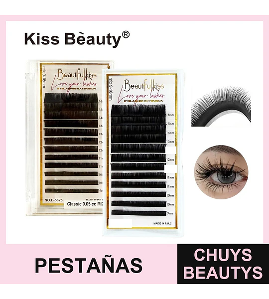 Extensiones de Pestañas Clásicas Mix 9-16mm 0.05 CC Kiss Bèauty
