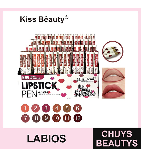 Lápiz Labial Delineador Kiss Bèauty Miss Demi con Efecto Natural