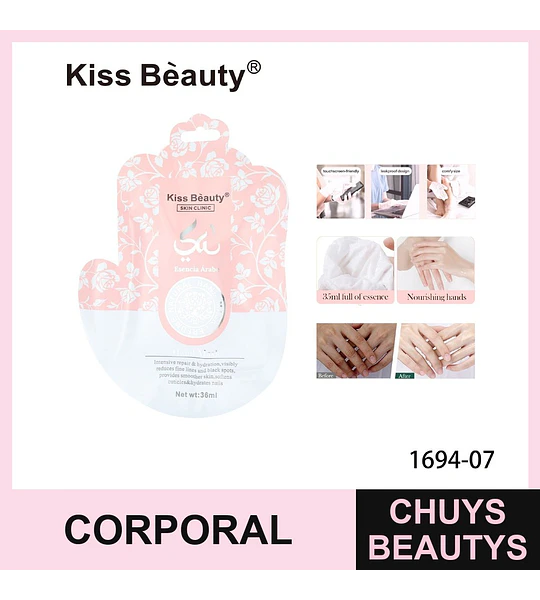 Mascarilla Guantes Hidratante y Reparadora para Manos Kiss Beauty