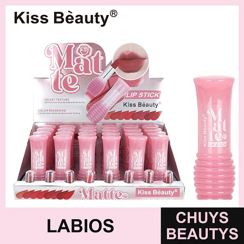Lápiz Labial Matte de Textura Aterciopelada Kiss Bèauty con Colores Intensos - Chuys Beautys | Chuys Beautys