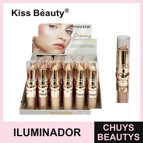 Kiss Beauty ministar Iluminador Cremoso Doble Punta 24H Radiance - Chuys Beautys | Chuys Beautys