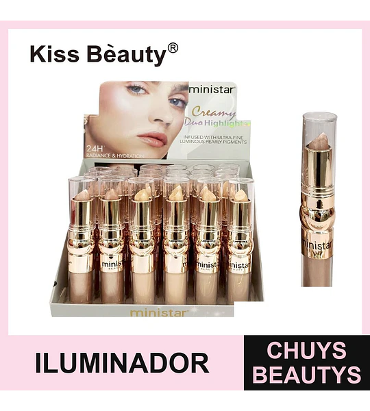 Kiss Beauty ministar Iluminador Cremoso Doble Punta 24H Radiance
