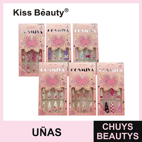 Set de Uñas Postizas Stiletto Kiss Bèauty con Diseños Variados - Chuys Beautys | Chuys Beautys