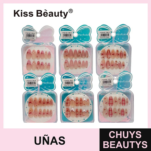 Set de Uñas Postizas Almendradas Kiss Beauty con Diseños de Cerezas Variados - Chuys Beautys | Chuys Beautys