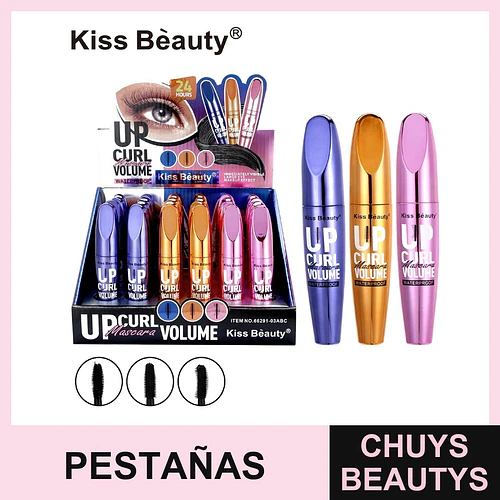 Máscara de Pestañas UP Curl Volume Waterproof Kiss Beauty Set 3 Tonos - Chuys Beautys | Chuys Beautys