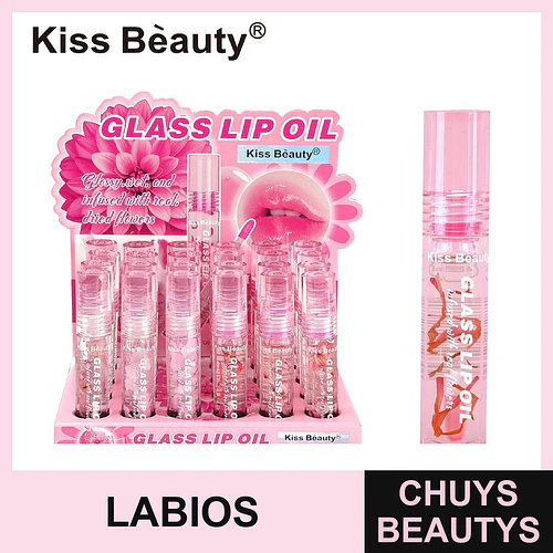 Aceite Labial Glossy con Flores Reales Kiss Beauty - Chuys Beautys | Chuys Beautys