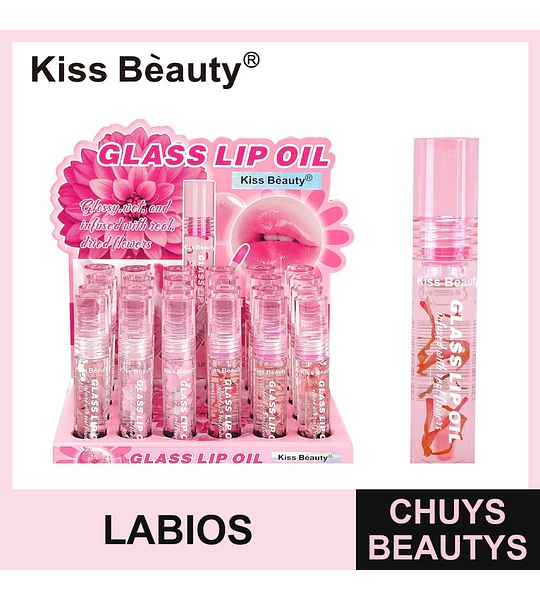 Aceite Labial Glossy con Flores Reales Kiss Beauty