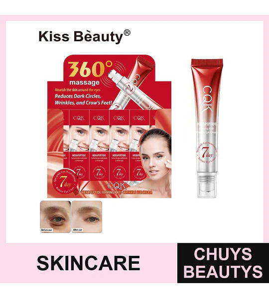 Crema Contorno de Ojos Anti-Arrugas y Reafirmante con Hexapéptido Kiss Beauty