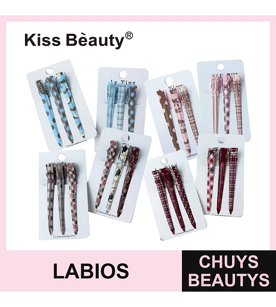 Set de 3 lápices de tinta gel Kiss Bèauty con diseños variados para uso diario