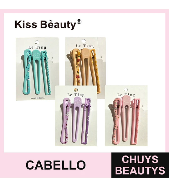 Set de Pinzas para Cabello con Diseños Kawaii Le Ting de Kiss Bèauty