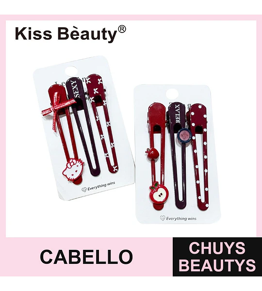 Set de Pinzas para Cabello Kiss Bèauty con Diseños Variados y Modernos