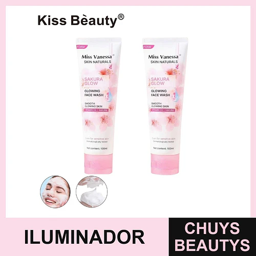Limpiador Facial Espumoso Sakura Glow Miss Vanessa Skin Naturals 100ml - Chuys Beautys | Chuys Beautys
