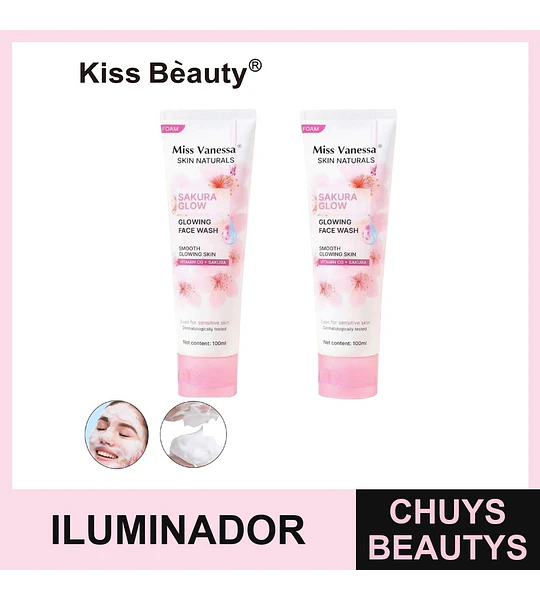 Limpiador Facial Espumoso Sakura Glow Miss Vanessa Skin Naturals 100ml