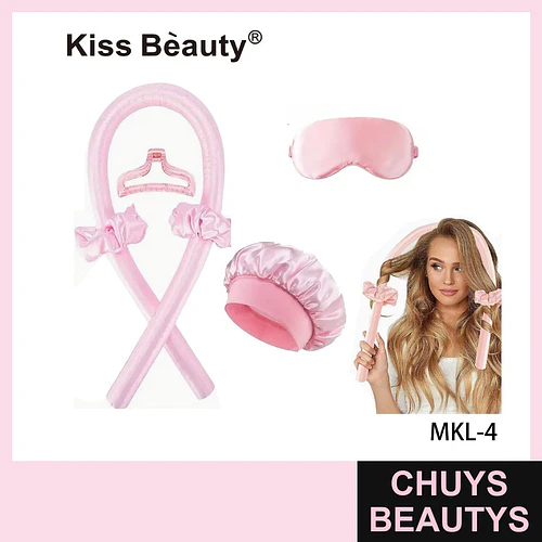Set de Rizado Sin Calor de Satén Rosado Completo Kiss Bèauty - Chuys Beautys | Chuys Beautys