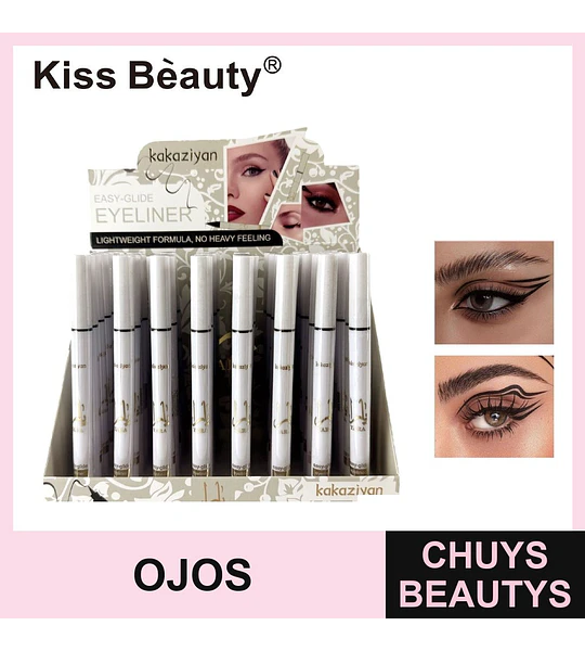 Delineador de Ojos Líquido Easy-Glide Kiss Beauty con Fórmula Ligera