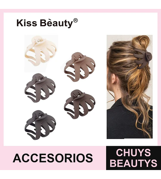 Pinza Garra de Pelo Diseño Pulpo Acabado Mate Kiss Bèauty