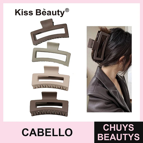 Set de pinzas rectangulares mate para cabello en tonos neutros Kiss Beauty - Chuys Beautys | Chuys Beautys