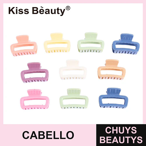 Mini Pinzas para el Cabello Cuadradas en Tonos Pastel Surtidos Kiss Bèauty - Chuys Beautys | Chuys Beautys