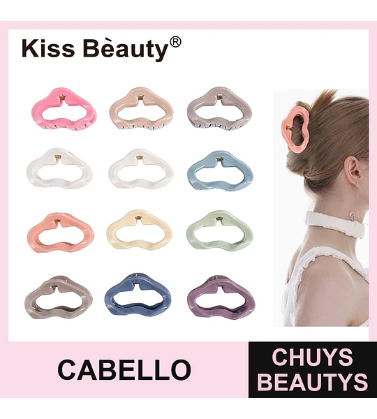 Pinzas para el cabello onduladas de colores pastel Kiss Beauty