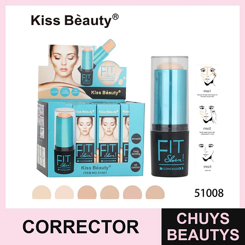 Corrector en Barra Kiss Beauty Fit Skin Larga Duración y Control de Grasa - Chuys Beautys | Chuys Beautys
