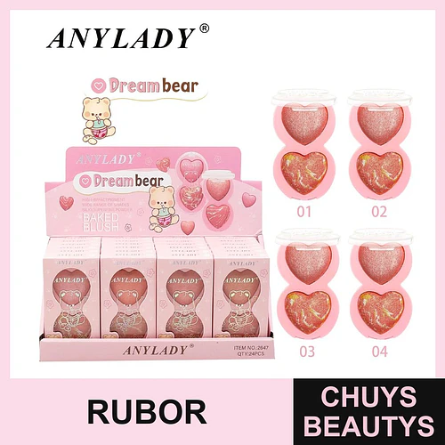 Rubor horneado doble tono corazón ANYLADY Dream Bear - Chuys Beautys | Chuys Beautys