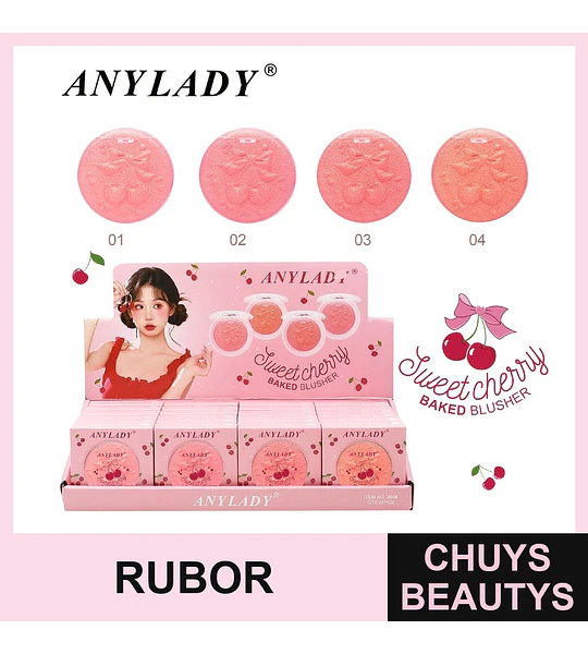 Rubor horneado Anylady Sweet Cherry con diseño en relieve