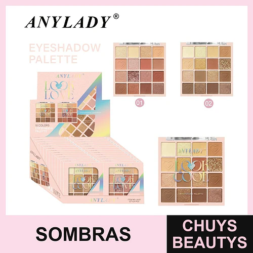 Paleta de Sombras de Ojos ANYLADY Look Love de 16 Colores Tonos Neutros - Chuys Beautys | Chuys Beautys