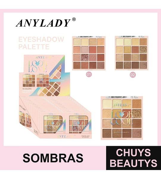 Paleta de Sombras de Ojos ANYLADY Look Love de 16 Colores Tonos Neutros