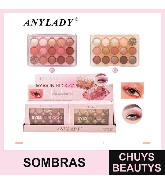 Paleta de Sombras de Ojos AnyLady Eyes In Bloom y Eyes In Nude