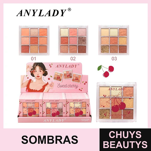 Paleta de Sombras ANYLADY Sweet Cherry con 9 Tonos Cálidos y Variados - Chuys Beautys | Chuys Beautys