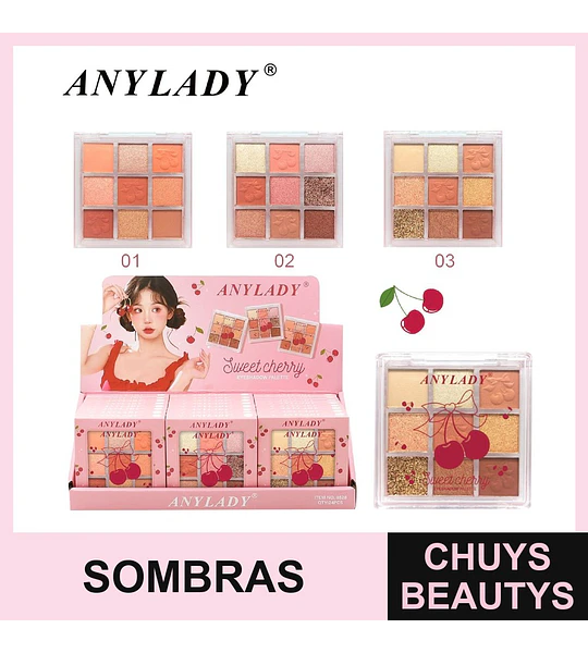Paleta de Sombras ANYLADY Sweet Cherry con 9 Tonos Cálidos y Variados
