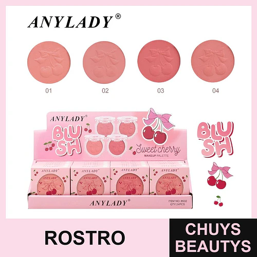 Blush Compacto AnyLady Sweet Cherry con Relieve de Cerezas - Chuys Beautys | Chuys Beautys
