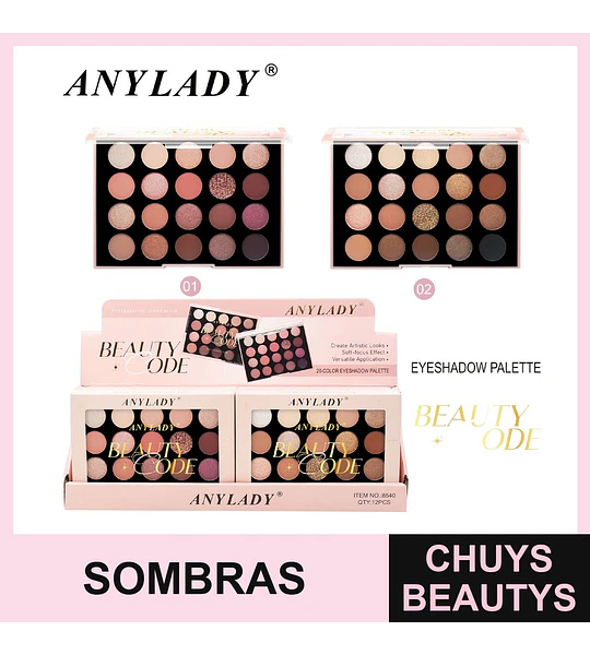 Paleta de Sombras de Ojos ANYLADY Beauty Code de 20 Colores Variados