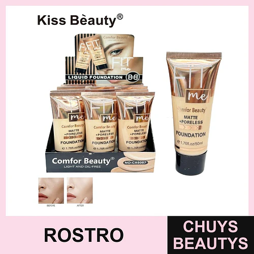 Base Líquida Comfor Beauty Fit Me Matte + Poreless Oil-Free - Chuys Beautys | Chuys Beautys