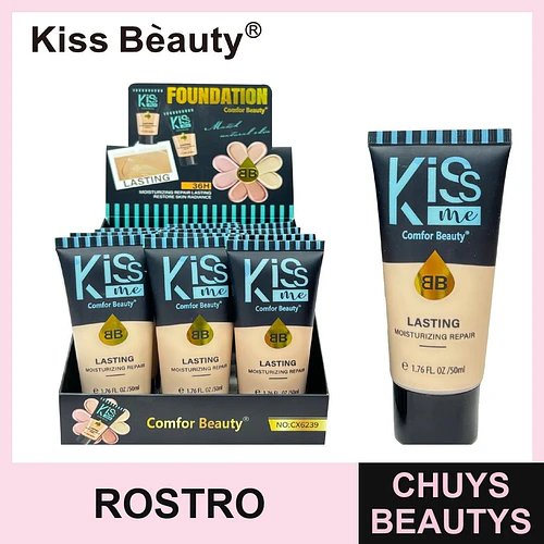Base de Maquillaje Líquida Hidratante Larga Duración 36H Kiss Beauty - Chuys Beautys | Chuys Beautys