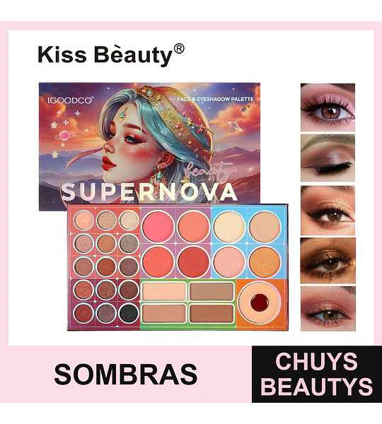Paleta de sombras y rostro Supernova Kiss Beauty IGOODCO
