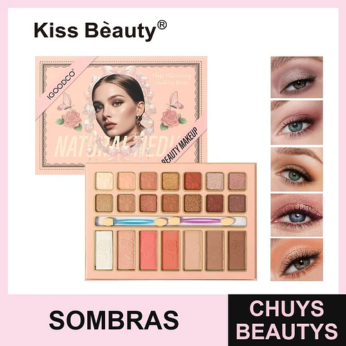 Paleta de Sombras y Rostro Natural Med con 22 Tonos Kiss Bèauty - Chuys Beautys | Chuys Beautys