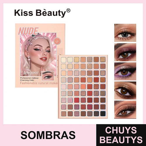 Paleta de Sombras Nude Profesional Kiss Bèauty con 96 Tonos Versátiles - Chuys Beautys | Chuys Beautys