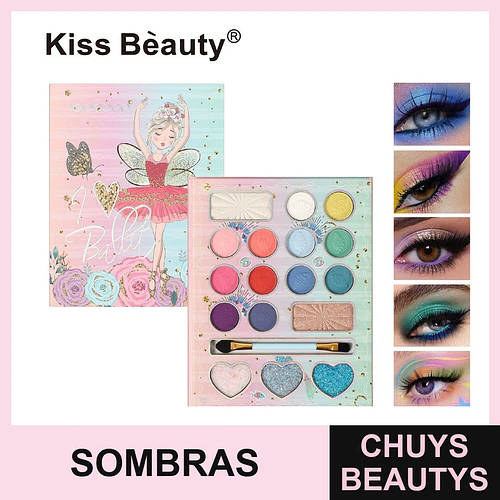Paleta de Sombras y Maquillaje "I Love Ballet" con 20 Tonos Kiss Bèauty - Chuys Beautys | Chuys Beautys