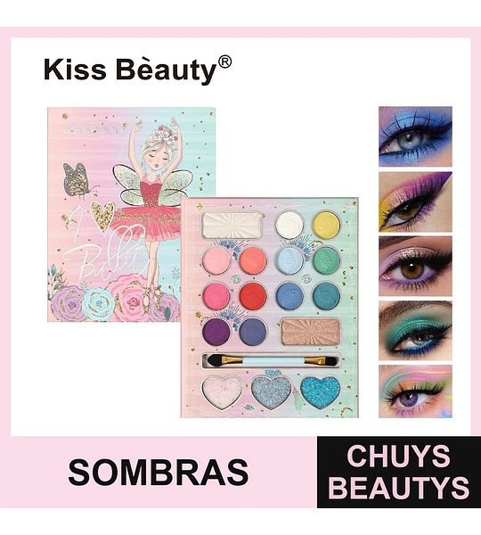 Paleta de Sombras y Maquillaje "I Love Ballet" con 20 Tonos Kiss Bèauty
