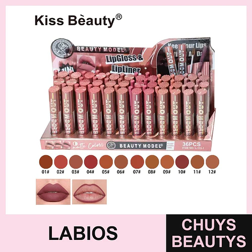Kiss Beauty Beauty Model Dúo Labial Matte LipGloss y Delineador L-115-1 - Chuys Beautys | Chuys Beautys