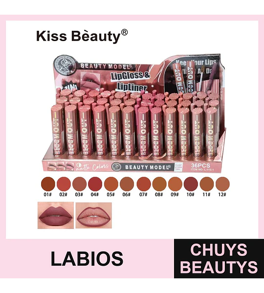 Kiss Beauty Beauty Model Dúo Labial Matte LipGloss y Delineador L-115-1