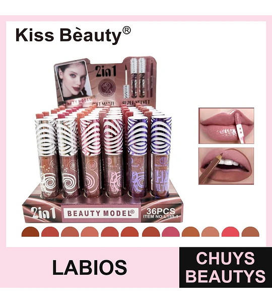 Labial líquido y delineador 2 en 1 Kiss Bèauty acabado mate suave