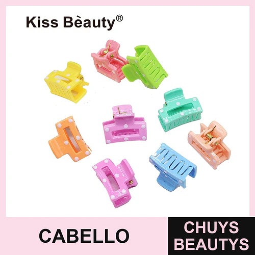 Mini pinzas para el cabello con lunares en colores pastel Kiss Bèauty - Chuys Beautys | Chuys Beautys