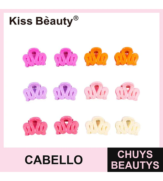 Mini pinzas para el cabello con glitter colores surtidos Kiss Bèauty