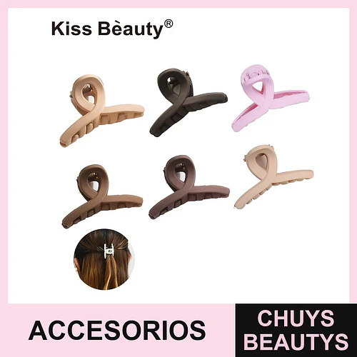 Pinzas de Pelo Tipo Garra en Tonos Neutros Kiss Bèauty - Chuys Beautys | Chuys Beautys