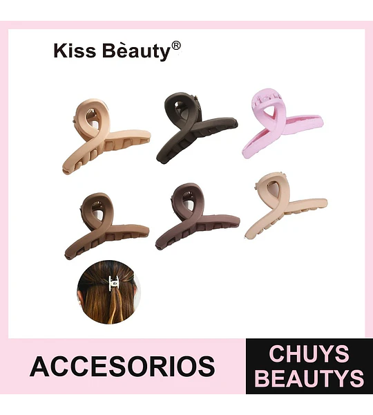 Pinzas de Pelo Tipo Garra en Tonos Neutros Kiss Bèauty